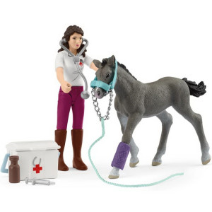Schleich - Jezdecký klub, Hrací sada Péče o koně s trakénským hříbětem
