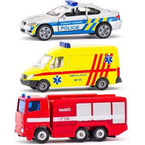 SIKU kovový model - Set 3ks, Auto policie, hasičů a ambulance česká verze
