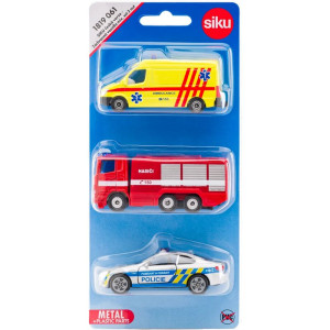 SIKU kovový model - Set 3ks, Auto policie, hasičů a ambulance česká verze