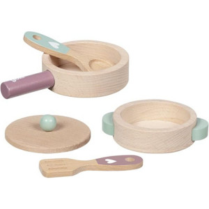 Nádobí dětské - Kuchyňský set dřevěný Love (Goki)