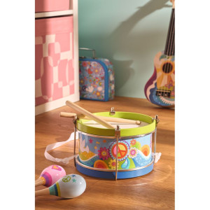 Hudba - Bubínek dřevěný, Květinová louka, 22cm (Goki)