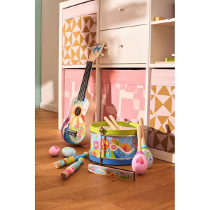 Hudba - Bubínek dřevěný, Květinová louka, 22cm (Goki)