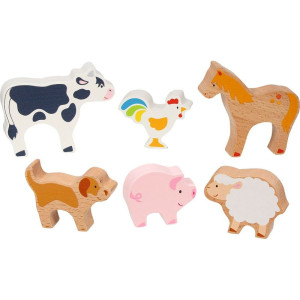 Zvířátka dřevěné - Sada farma, 6ks (Goki)