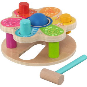 Zatloukačka - Dřevěná s koulí a kolíky Květina (Goki)