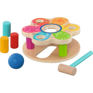 Zatloukačka - Dřevěná s koulí a kolíky Květina (Goki)