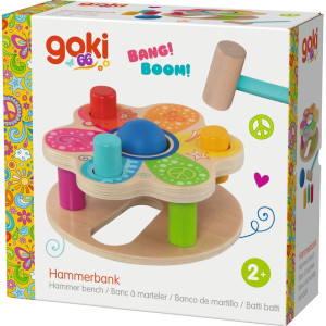 Zatloukačka - Dřevěná s koulí a kolíky Květina (Goki)