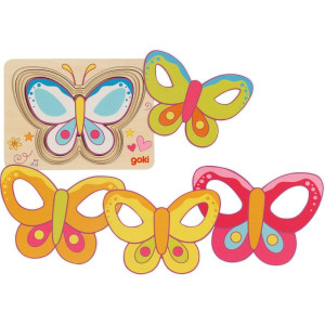 Puzzle vícevrstvé - Motýl srdíčkový, 5 vrstev (Goki)