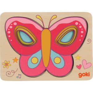 Puzzle vícevrstvé - Motýl srdíčkový, 5 vrstev (Goki)