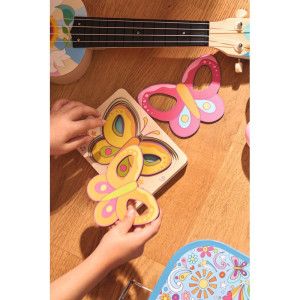 Puzzle vícevrstvé - Motýl srdíčkový, 5 vrstev (Goki)