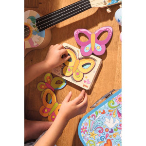 Puzzle vícevrstvé - Motýl srdíčkový, 5 vrstev (Goki)