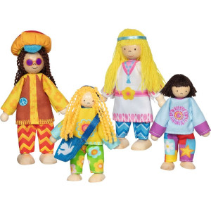 Panenky do domečku - Hippies rodina, 4ks (Goki)