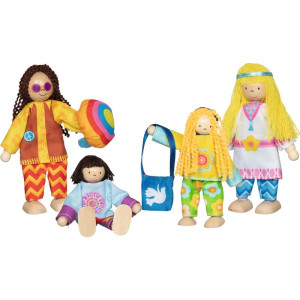 Panenky do domečku - Hippies rodina, 4ks (Goki)