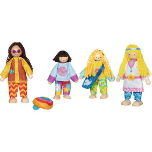 Panenky do domečku - Hippies rodina, 4ks (Goki)