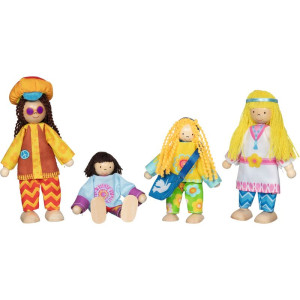 Panenky do domečku - Hippies rodina, 4ks (Goki)