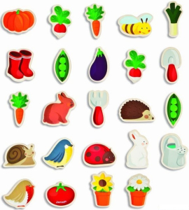 Magnetky - Zahrada dřevěné, 24ks (Janod)