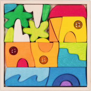 Mozaika - Dřevěná z masivu, kostky Honolulu, 27 dílků (Goki)