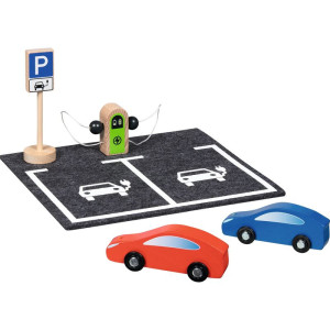 Vláčkodráha budova - Dobíjecí stanice se 2 autíčky (Goki)