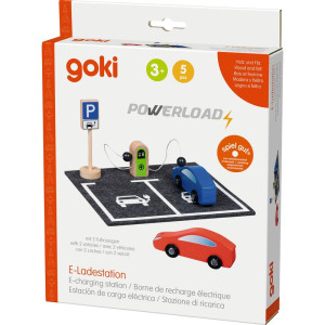 Vláčkodráha budova - Dobíjecí stanice se 2 autíčky (Goki)