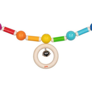 Řetěz do kočárku dřevěný - Duha s válečky (Goki)