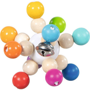 Chrastítko - Elastické, Duha koule s rolničkou (Goki)