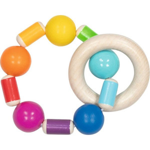 Chrastítko - Kroužek korálkový, Duha s válečky (Goki)