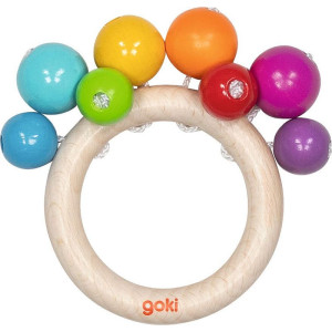 Chrastítko - Kroužek do ruky, Duha kuličky (Goki)