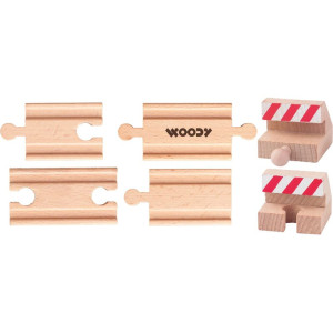 Vláčkodráha koleje - Propojovací + zarážky, 6ks (Woody)