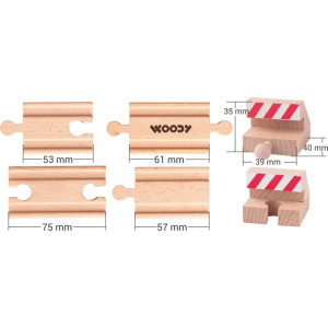 Vláčkodráha koleje - Propojovací + zarážky, 6ks (Woody)
