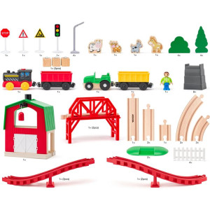 Vláčkodráha Woody - Farma s elektrickou mašinkou, 60 dílů