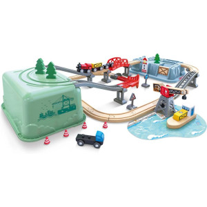 Vláčkodráha Hape - V úložném boxu, Přístaviště, 50 dílů