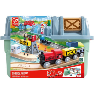 Vláčkodráha Hape - V úložném boxu, Přístaviště, 50 dílů