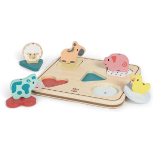 Puzzle muzikální - Zvířátka a tvary, 5ks (Hape)
