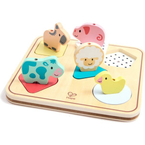 Puzzle muzikální - Zvířátka a tvary, 5ks (Hape)