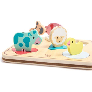 Puzzle muzikální - Zvířátka a tvary, 5ks (Hape)