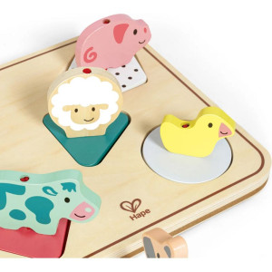 Puzzle muzikální - Zvířátka a tvary, 5ks (Hape)