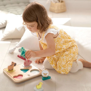 Puzzle muzikální - Zvířátka a tvary, 5ks (Hape)