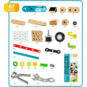 Stavebnice montážní - Builder, Pull-back systém 67 dílů (Brio)