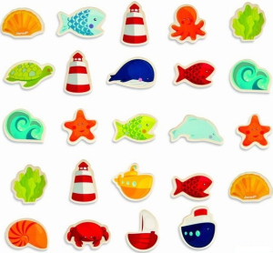 Magnetky - Oceán dřevěné, 24ks (Janod)