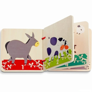 První knížka - Farma, 4 dřevěné listy (Janod)