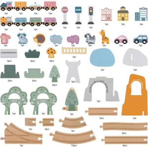 Vláčkodráha Viga - PolarB pastelová se zvířátky, 90 dílů