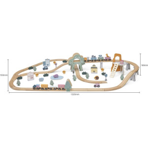 Vláčkodráha Viga - PolarB pastelová se zvířátky, 90 dílů