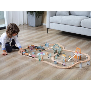 Vláčkodráha Viga - PolarB pastelová se zvířátky, 90 dílů