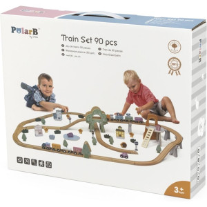 Vláčkodráha Viga - PolarB pastelová se zvířátky, 90 dílů