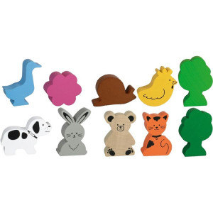 Zvířátka dřevěné - Sada, 10ks (Detoa)