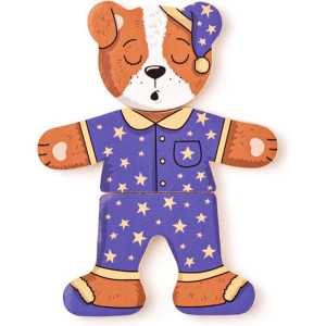 Puzzle oblékání - Šatní skříň pejsek, 18ks (Woody)