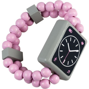 Dřevěná bižuterie - Hodinky oboustranné růžové (Detoa)