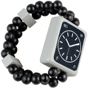 Dřevěná bižuterie - Hodinky oboustranné černé (Detoa)