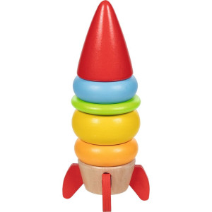 Skládačka s kroužky - Raketa stohovací dřevěná (Goki)