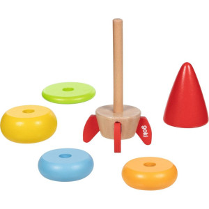 Skládačka s kroužky - Raketa stohovací dřevěná (Goki)