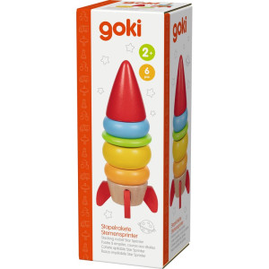 Skládačka s kroužky - Raketa stohovací dřevěná (Goki)